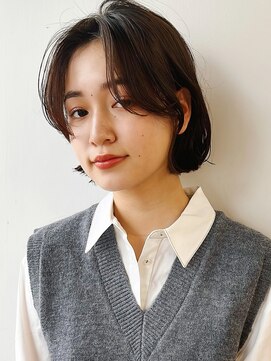 ラフ フロム ガーデン(Laf from GARDEN) 黒髪/小顔/オリーブグレー/ボブパーマ/前髪カット/韓国風