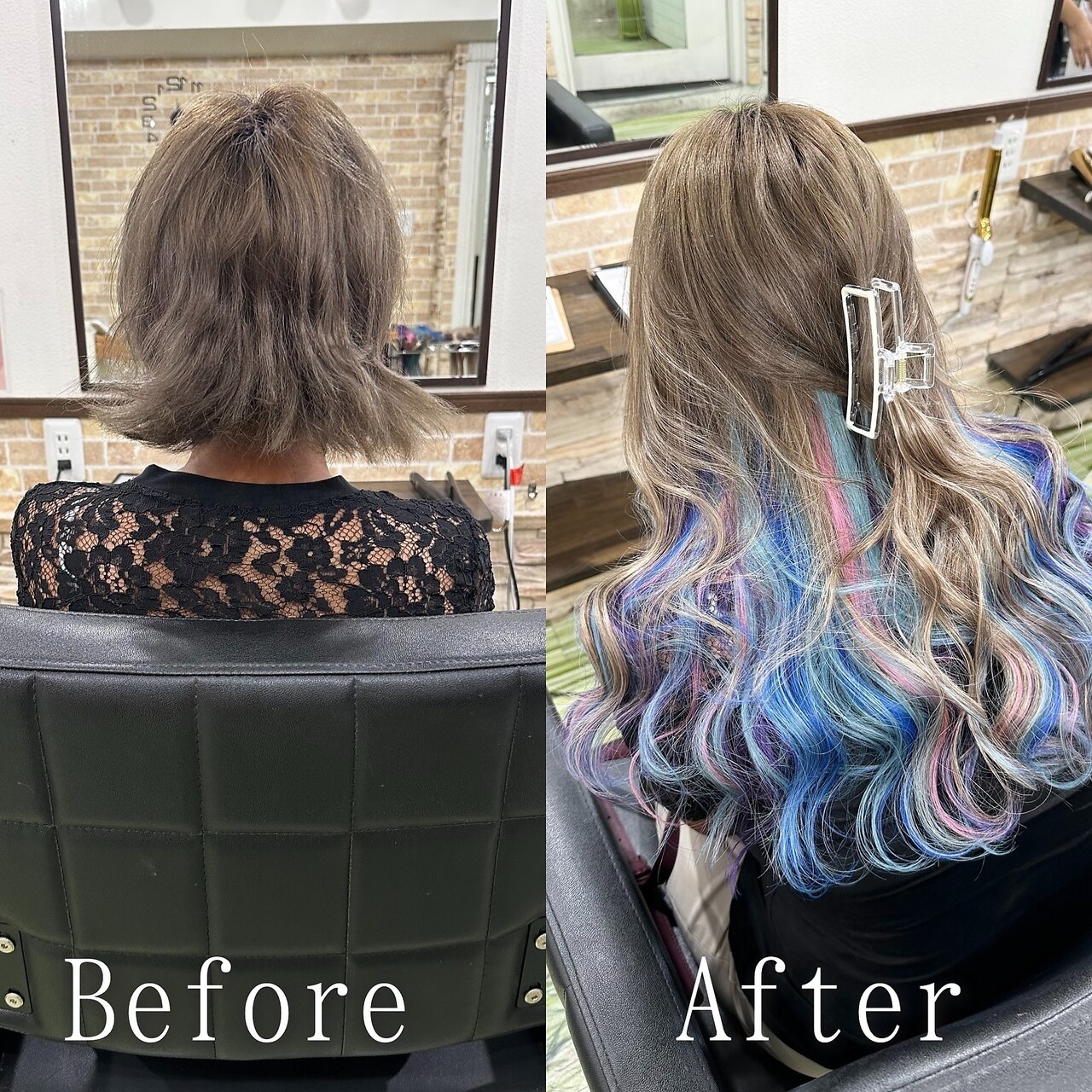 ユニコーンカラー#シールエクステ#インナーカラー#韓国#渋谷