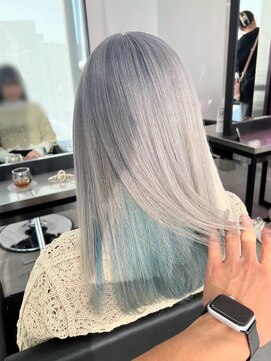 アースコアフュールボーテ 新潟中野山店 (EARTH coiffure beaute) ホワイトシルバー_ターコイズ_インナーカラー