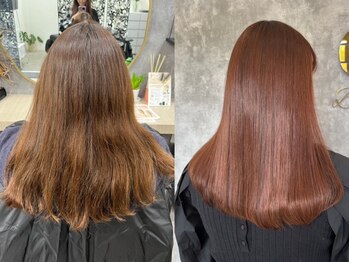 エルフ(elf)の写真/《うるつや美髪へ》髪質改善カラーで効果絶大!手触りと見た目の違いを実感いただけます◎