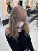 透明感ホワイトブラウンベージュ/ウェーブ