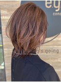 ナチュラルハイライト グレイヘアぼかし ミディアムレイヤー