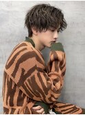 無造作風×マッシュパーマ×横顔