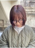小川/ブリーチなしwカラーボブ小顔ヘアピンクベージュ
