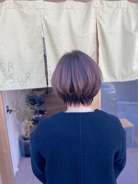 ショートボブ/ツヤブラウン