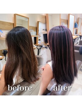 ミラバイケンジ 藤沢(Mira by KENJE) 白髪ぼかし細めハイライト30代40代50代セミディ