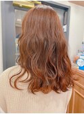 【神田安優奈】ブリーチなしのオレンジベージュカラー
