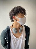 20代30代韓流☆ツイストパーマショートマッシュアッシュブラック