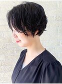 ゆるふわ大人ショート/メンズライク/アッシュブラック