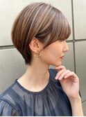 デザインハイライト×大人美人ショート×グレーベージュ【横浜】