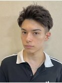 パーマ　メンズ　簡単セット　短髪　前髪あげ　東京　ショート