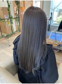 髪質改善カラー透明感グレージュ◎ロングレイヤー