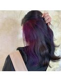 インナーカラーラベンダー×ブリーチなし透明感カラー