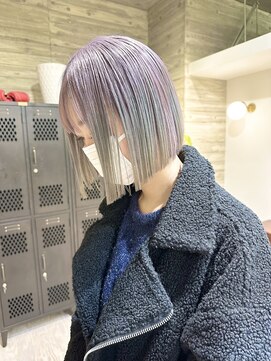 ヲタク(wotaku.) ユニコーンボブパープルブルーデザインカラー切りっぱなし