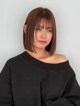 ニューヨークニューヨーク 阪急高槻店(NYNY) 韓国風切りっぱなしパツっとボブブリーチなしマロンベージュ