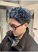 メンズカラー ブリーチ ブルー 刈り上げ 横浜