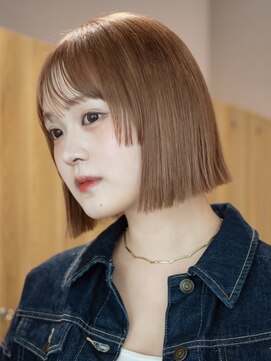 ガーデンヨコハマエスト(GARDEN YOKOHAMA est) ボブ 切りっぱなし ベージュ ピンク 姫カットレイヤー