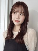 ココアブラウン ローズブラウン 波巻き ラウンドバング ロング
