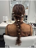 結婚式お呼ばれヘアセット 編み下ろし
