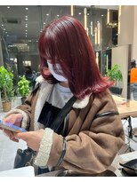 ガリカ 横浜(Gallica)&nbsp;【minami】韓国風チェリーピンク/顔まわりレイヤー/外ハネミディ