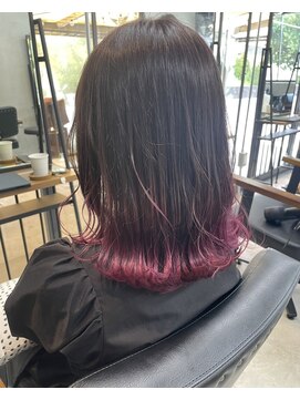 イキプラスディードットログ 大和八木駅前店(ikii+D.Log) 裾カラー　グラデーションカラー　レッド　奈良　大和八木