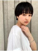 ワイドバング　マッシュ　くびれショート　黒髪【天神/今泉】
