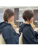 前髪あり耳掛け丸みくびれショートボブ20代30代40代50代（蘭）