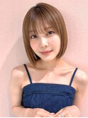 まとまるボブ/横浜駅/縮毛矯正/ベージュカラー/美髪ストレート