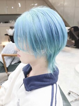 デイズ(days) 水色カラー　ツーブロックマッシュ ロングウルフカット