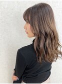 大人可愛いミルクティベージュひし形小顔レイヤー