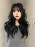 透明感カラー/クールブラック/ロングレイヤー