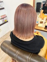 【山田】切りっぱなし外ハネボブハイトーンピンクベージュ