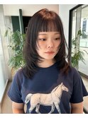 レイヤーカット 透明感カラー ワイドバング