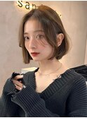 ワンレン韓国風小顔ショート/ブリーチなし透明感カラー/池袋