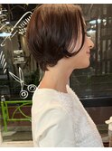 マロンベージュ フェザーショート ラベンダーミルクティー 暗髪