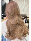ミルクティーベージュ　ダブルカラー　ケアブリーチ　ハイトーン