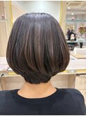40代50代60代白髪ぼかしハイライト白髪染め大人王道ボブ前下がり