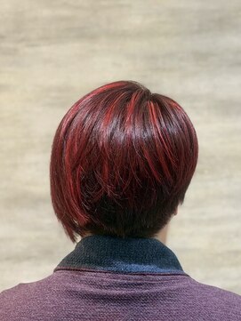 ルシードスタイル ナチュールトゥ(LUCIDO STYLE nature to) レッドのウィービング×アシンメトリー