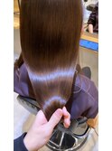 小顔セミウェットウェーブピンクベージュハイライトカラー