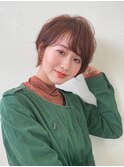 ミストバング ショートマッシュ 束感ショート オレンジブラウン
