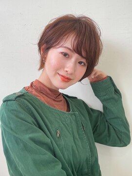 ハピネス 王寺店(Happiness) ミストバング ショートマッシュ 束感ショート オレンジブラウン