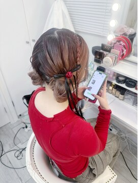 リムネ(RIMUNE) 細三つ編み+ツインお団子