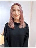 レイヤーカット×ハイトーンピンク