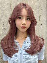 ミディアムレイヤーウルフストレートブリーチなしダブルカラー〇