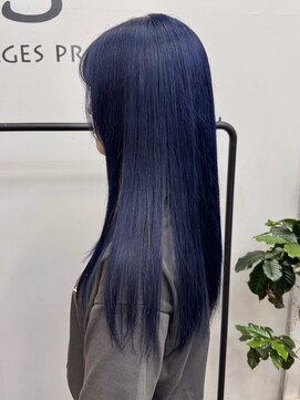 アジリ(agili) ネイビー/ネイビーブルー/ロング/成人式カラー/色落ち/ブリーチ