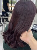 ◎ロングミディアムカシスブラウン小顔顔まわり前髪