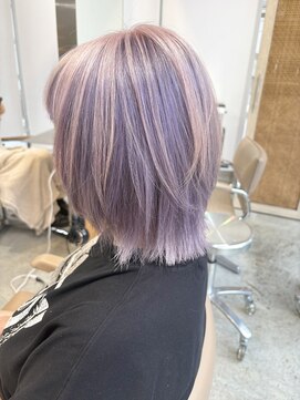 サンク 原宿 表参道(cinq) ラベンダーベージュアッシュグレージュミディアムウルフボブ原宿