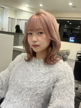 エルサザリープ 三宮(Elsa the leap) ミディアムレイヤー/ピンクベージュ/韓国カラー