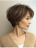 白髪染め白髪ぼかしカラー似合わせショートボブ40代50代60代♪