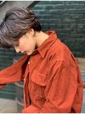 かき上げシルバーカラーサイドグラデーションスリークショート